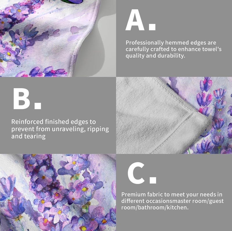 Granbey Watercolor Lavender Butterfly Kitchen Towels Set of 2 Purple Flower Butterflies Decorative Dish Towels Spring Floral Drying Baking Cooking Cloth Seasonal Super Soft Towels for Home Kitchen Face Towel - Image 5